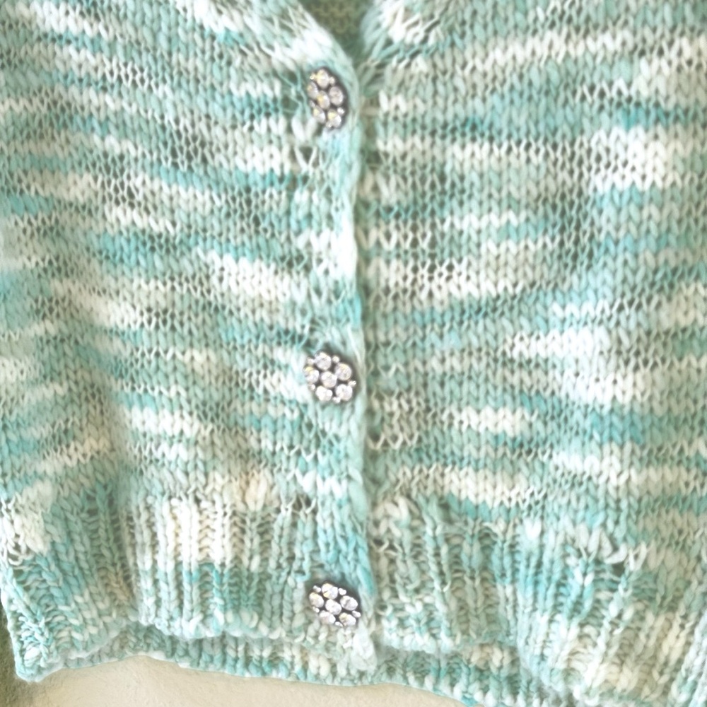 Wild Fable Cropped Chunky Cardigan Mint Green Space Dye Knit S Soft Sweater - Picture 4 of 10